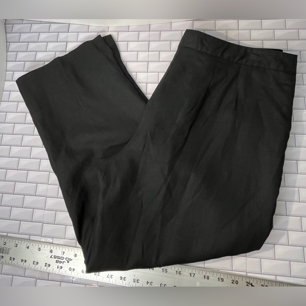 Carole Little VTG Pants Womens 14 Cropped Wide Leg Linen Beachy Coastal Resort - Picture 9 of 12